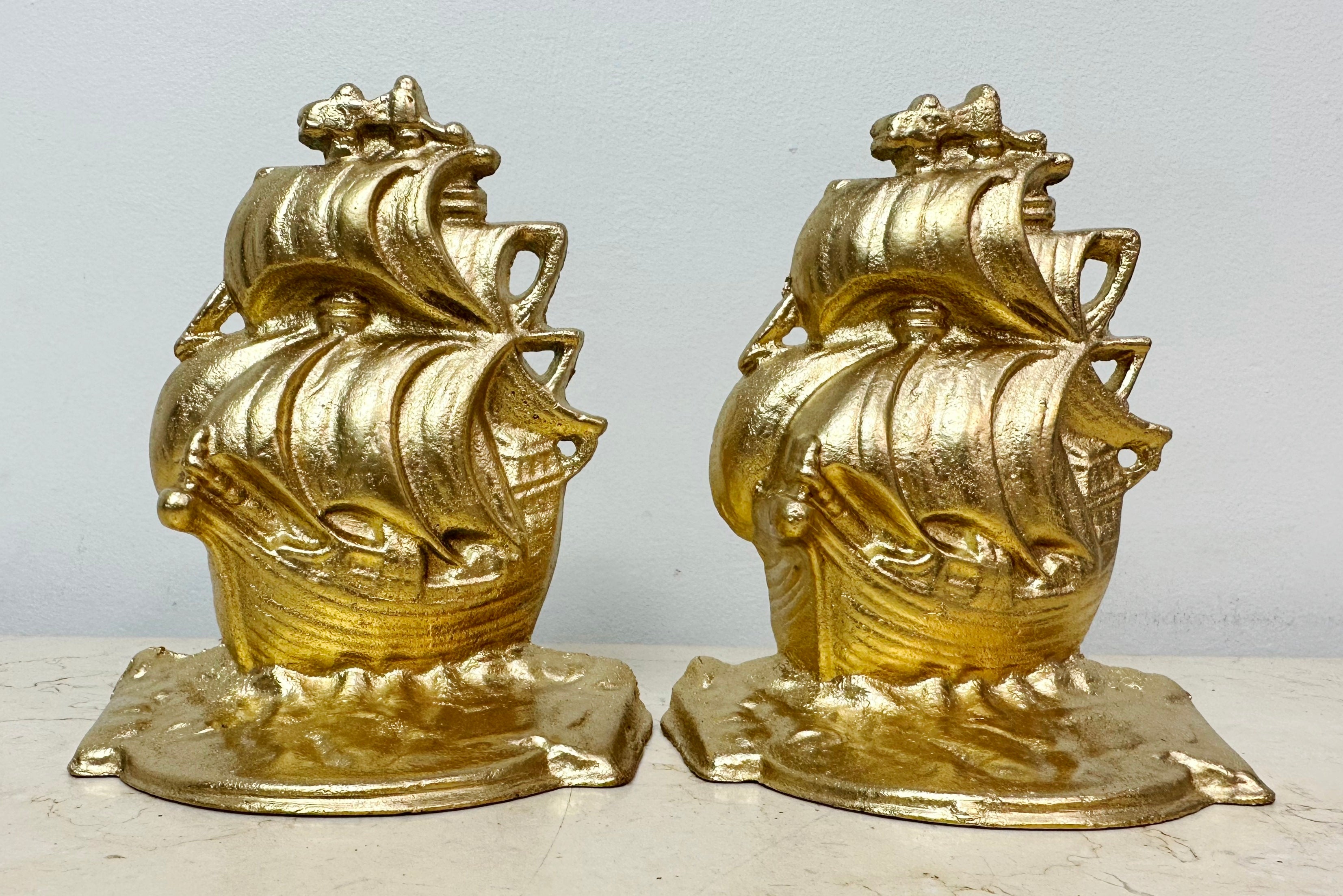 Vintage Brass Ship Bookends | Adelaide Clocks