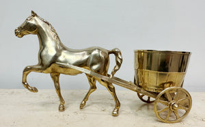 Vintage Brass Horse and Carriage with Half Barrel | Adelaide Clocks