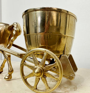 Vintage Brass Horse and Carriage with Half Barrel | Adelaide Clocks