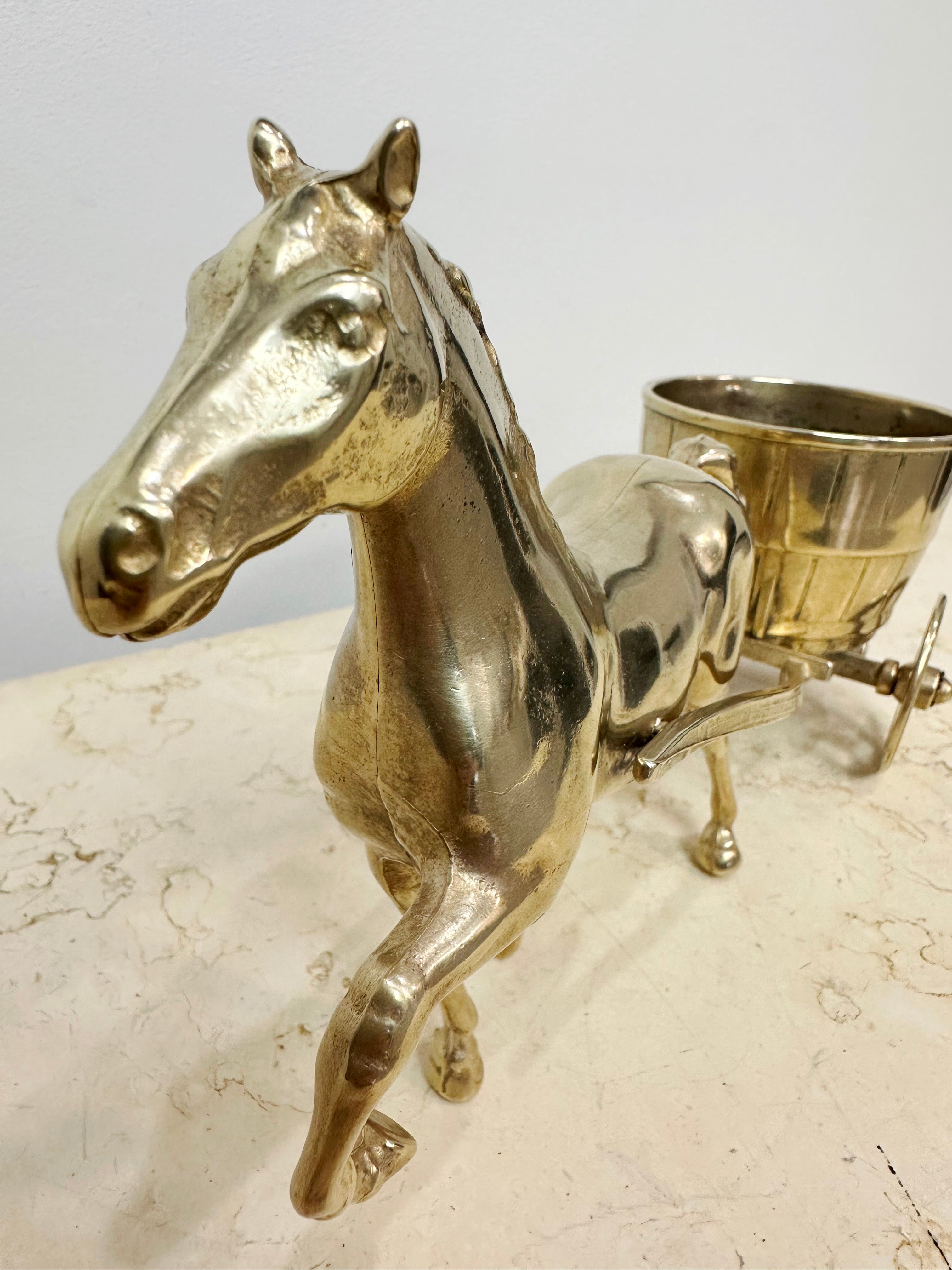 Vintage Brass Horse and Carriage with Half Barrel | Adelaide Clocks