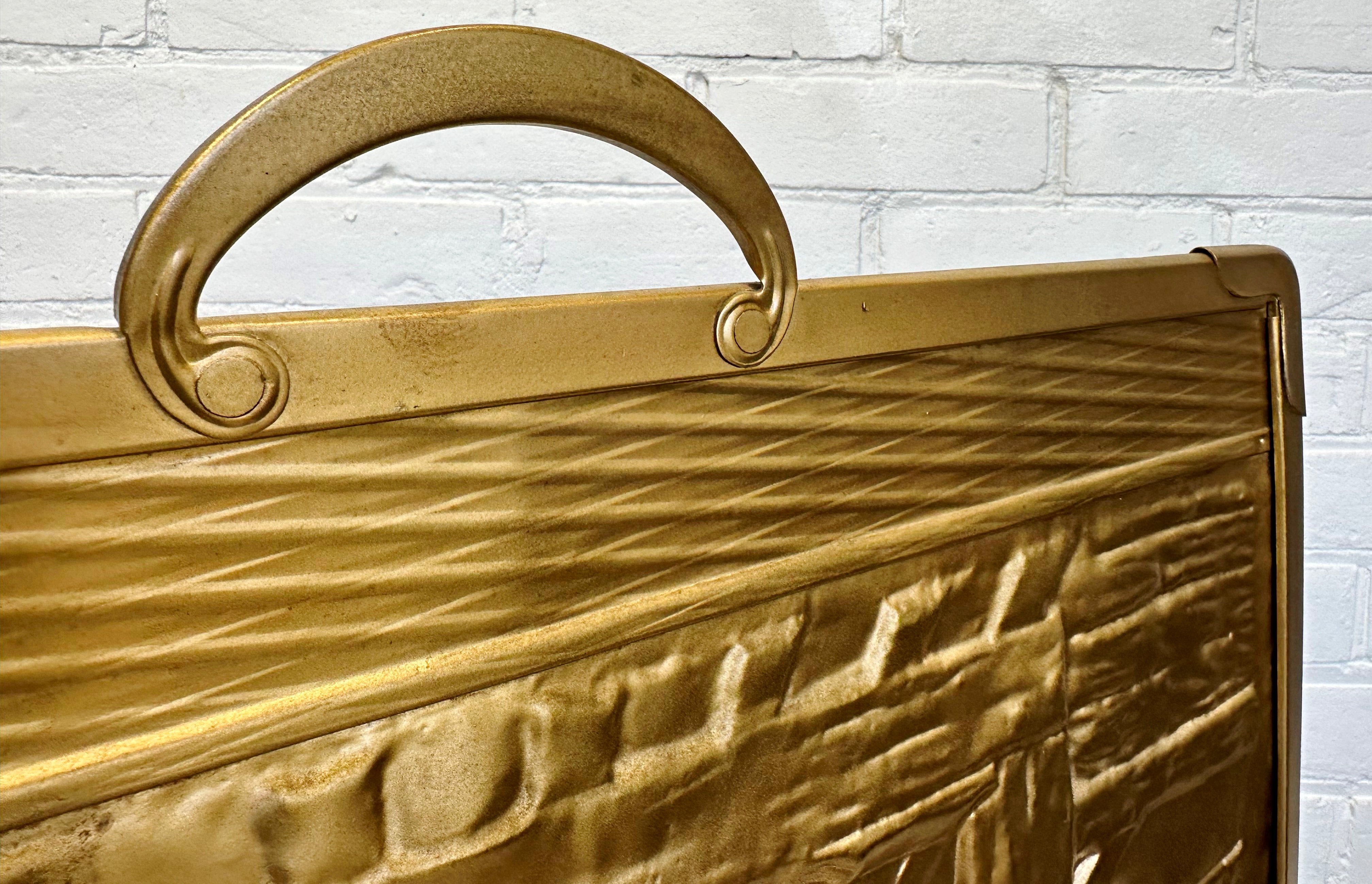 Vintage Brass Embossed Fire Screen Guard | Adelaide Clocks