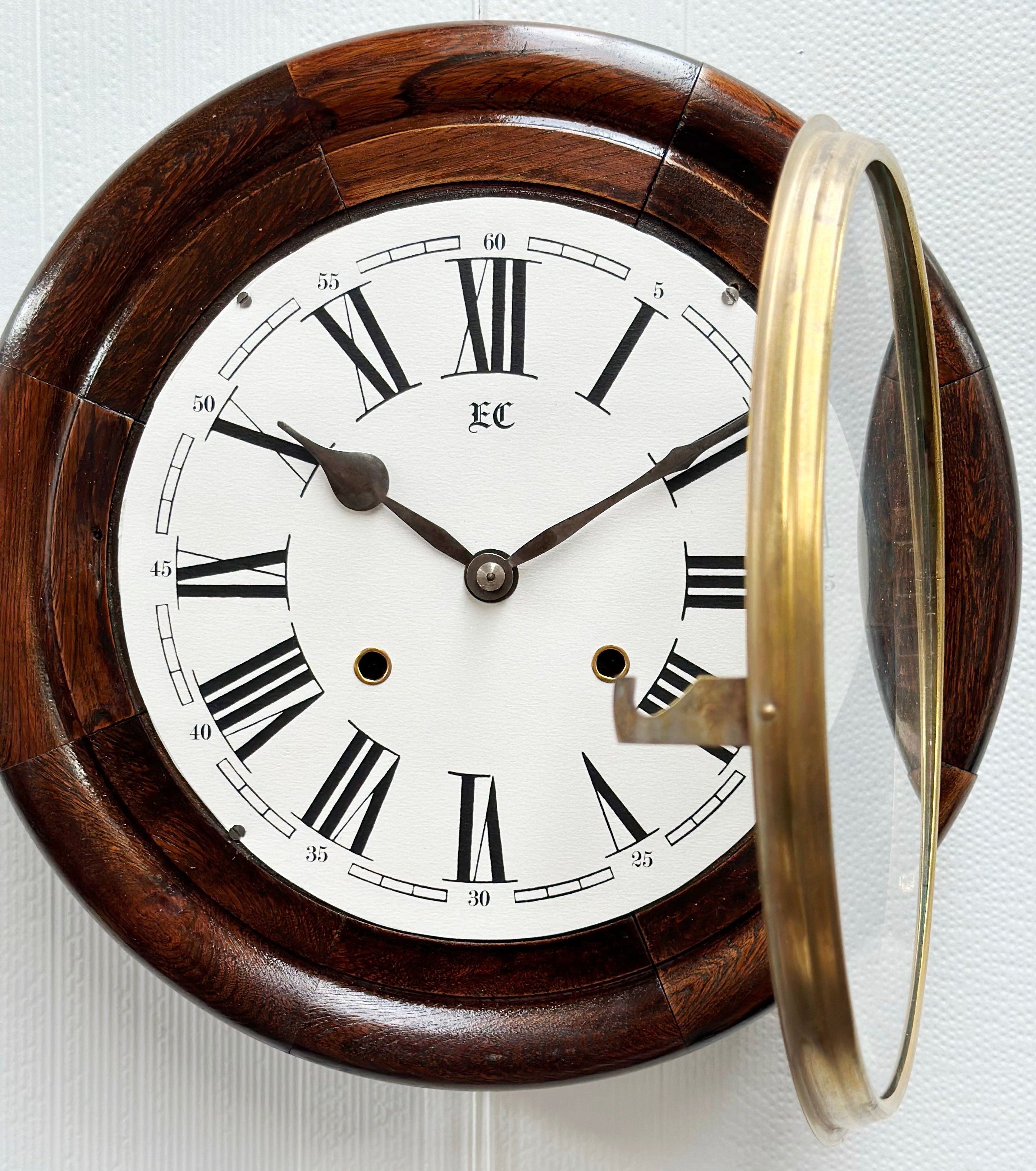 Antique Round Station Drop Dial Hammer on Coil Chime Wall Clock | Adelaide Clocks