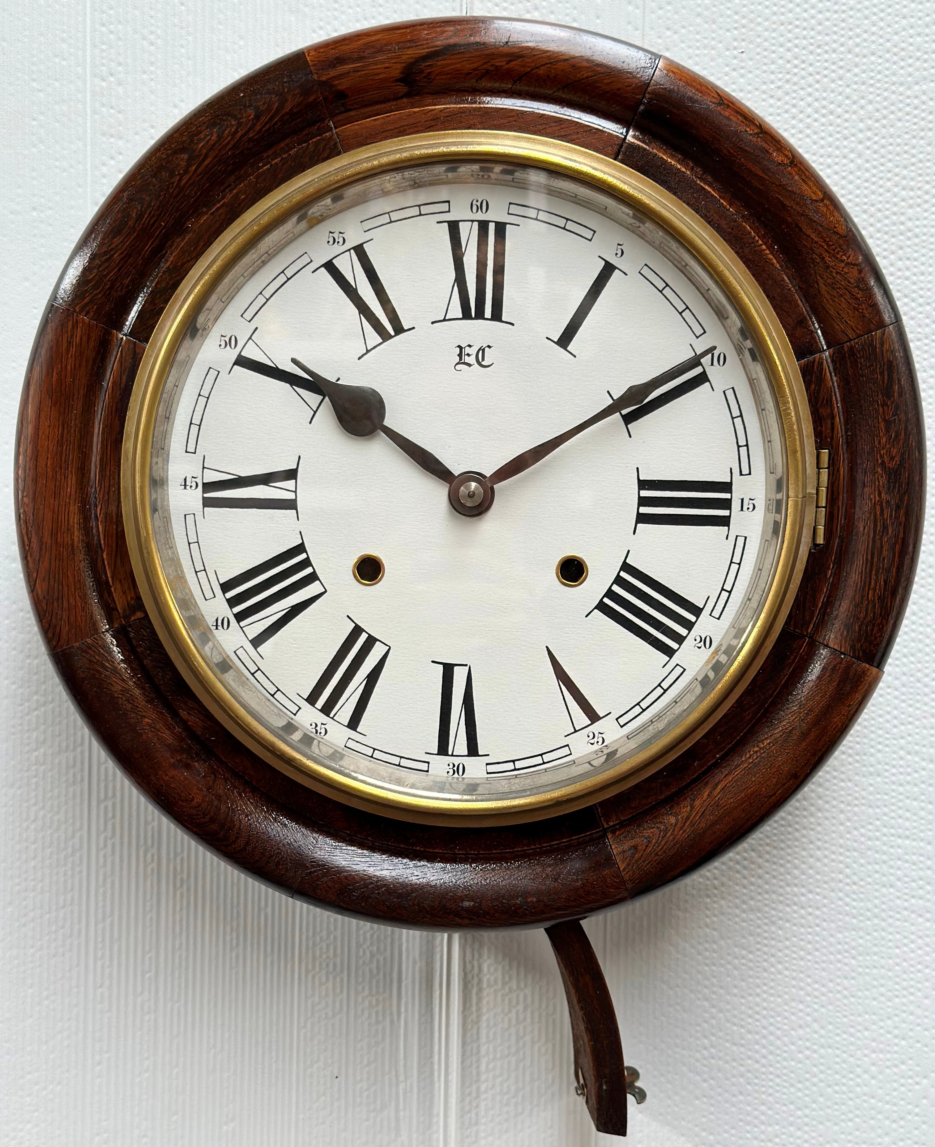 Antique Round Station Drop Dial Hammer on Coil Chime Wall Clock | Adelaide Clocks