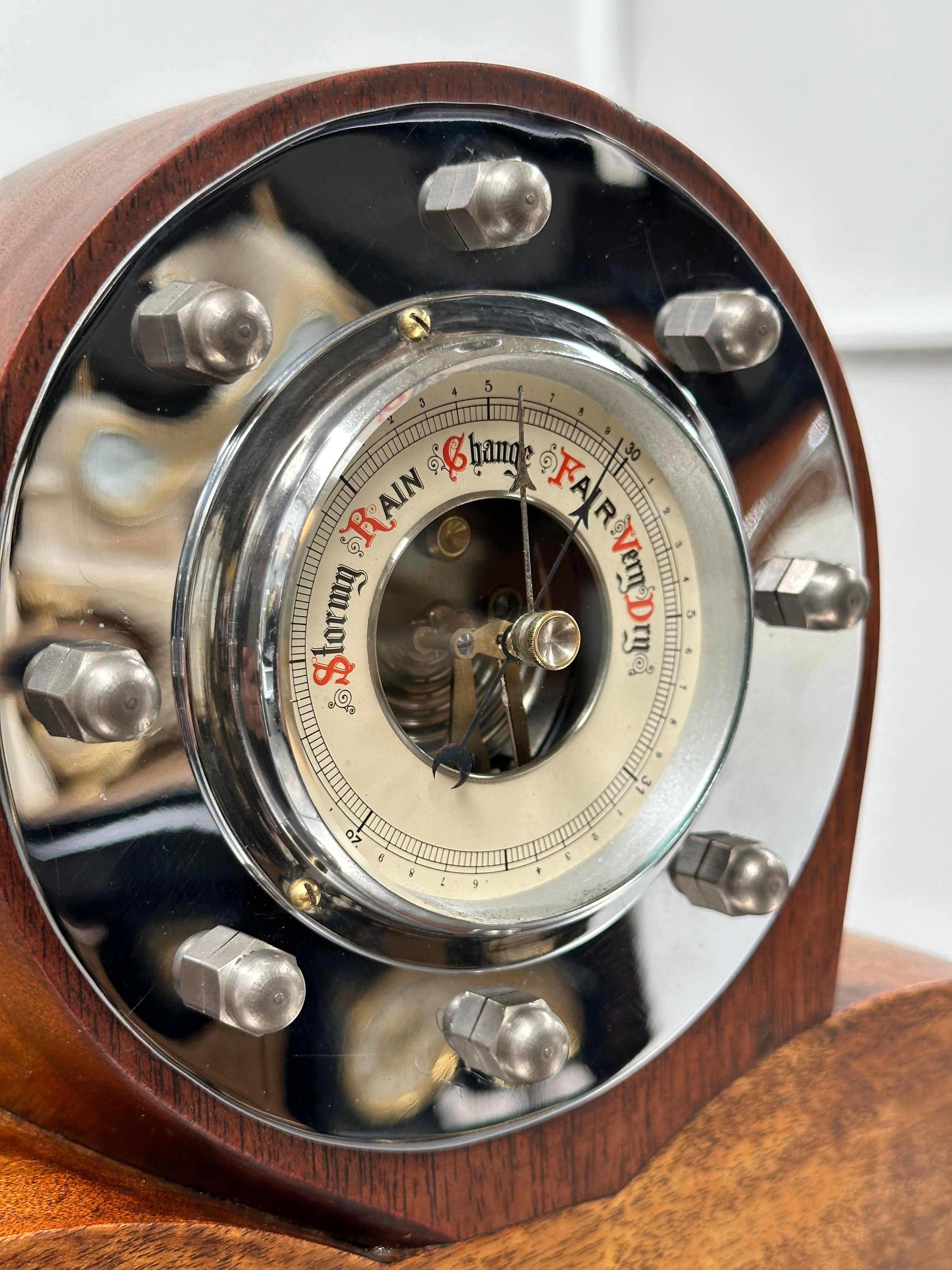 Vintage Wooden French Barometer Mantel  | Adelaide Clocks