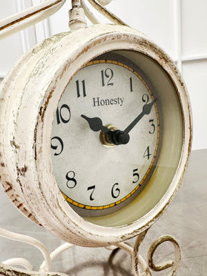 Vintage Double Sided Distressed Style Battery Mantel Clock | Adelaide Clocks