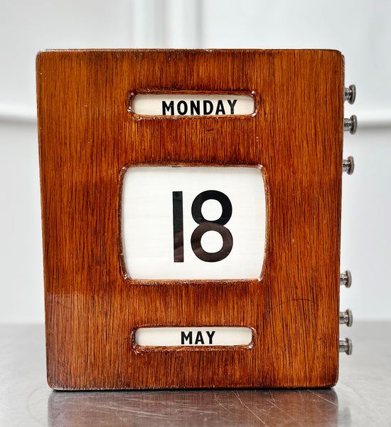 Vintage Perpetual Post Office Table Desk Wooden Calendar | Adelaide Clocks