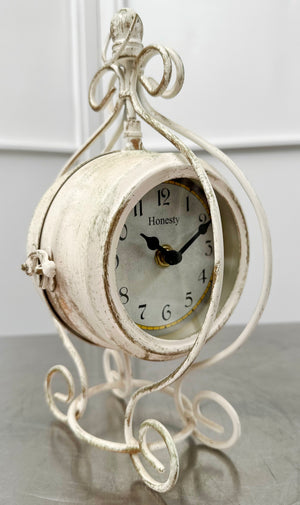 Vintage Double Sided Distressed Style Battery Mantel Clock | Adelaide Clocks