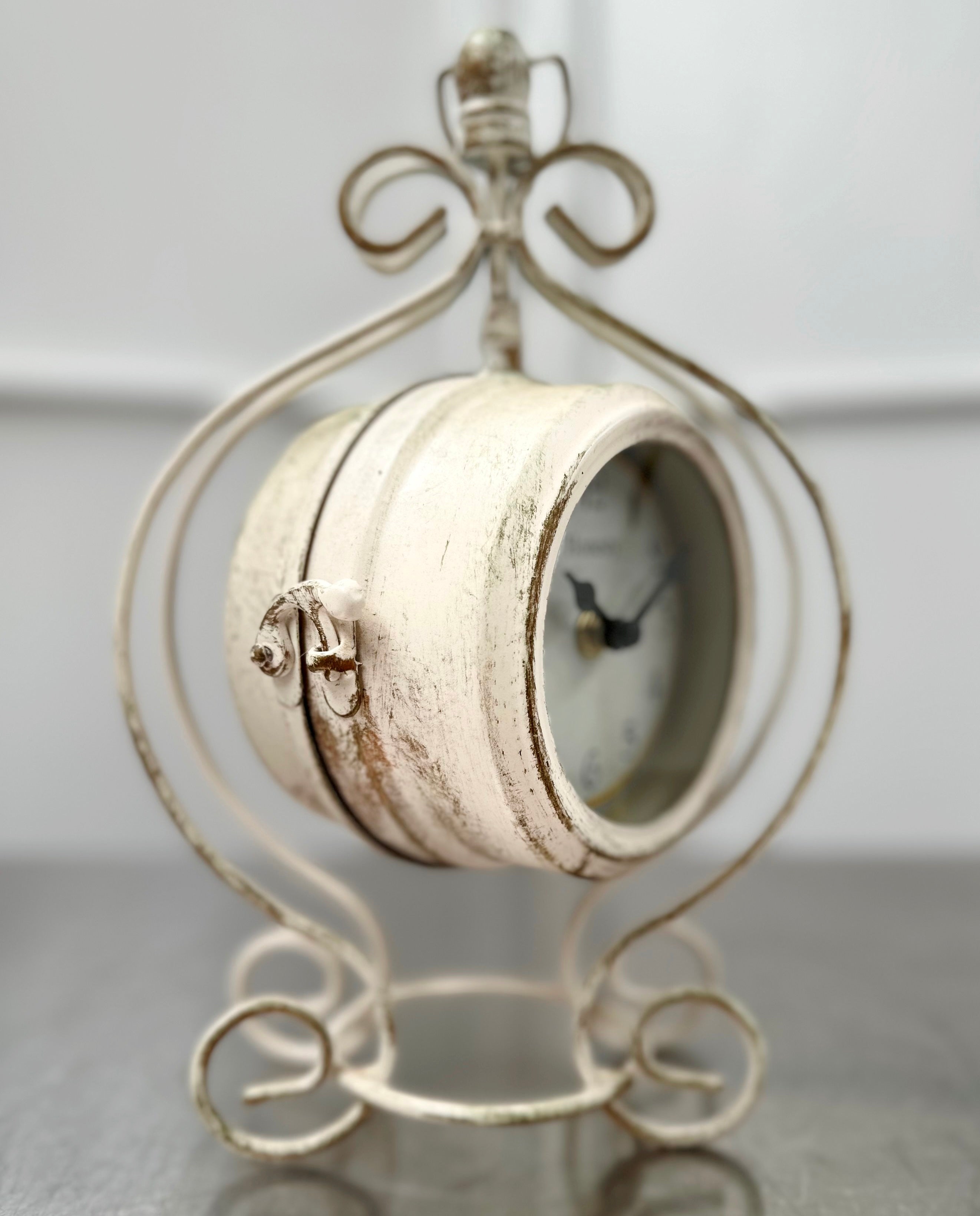 Vintage Double Sided Distressed Style Battery Mantel Clock | Adelaide Clocks