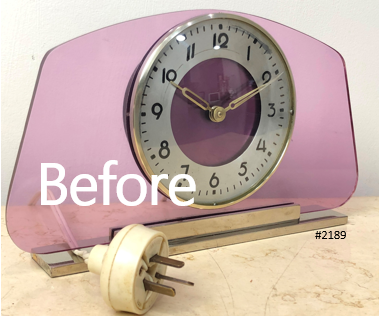 Vintage Art Deco RYTIME Battery Glass Mantel Clock | Adelaide Clocks